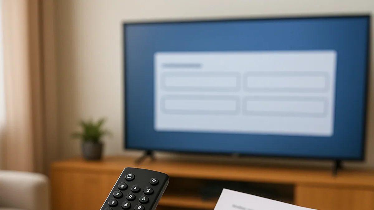Pessoa seguindo uma lista de passos para configurar a TV
