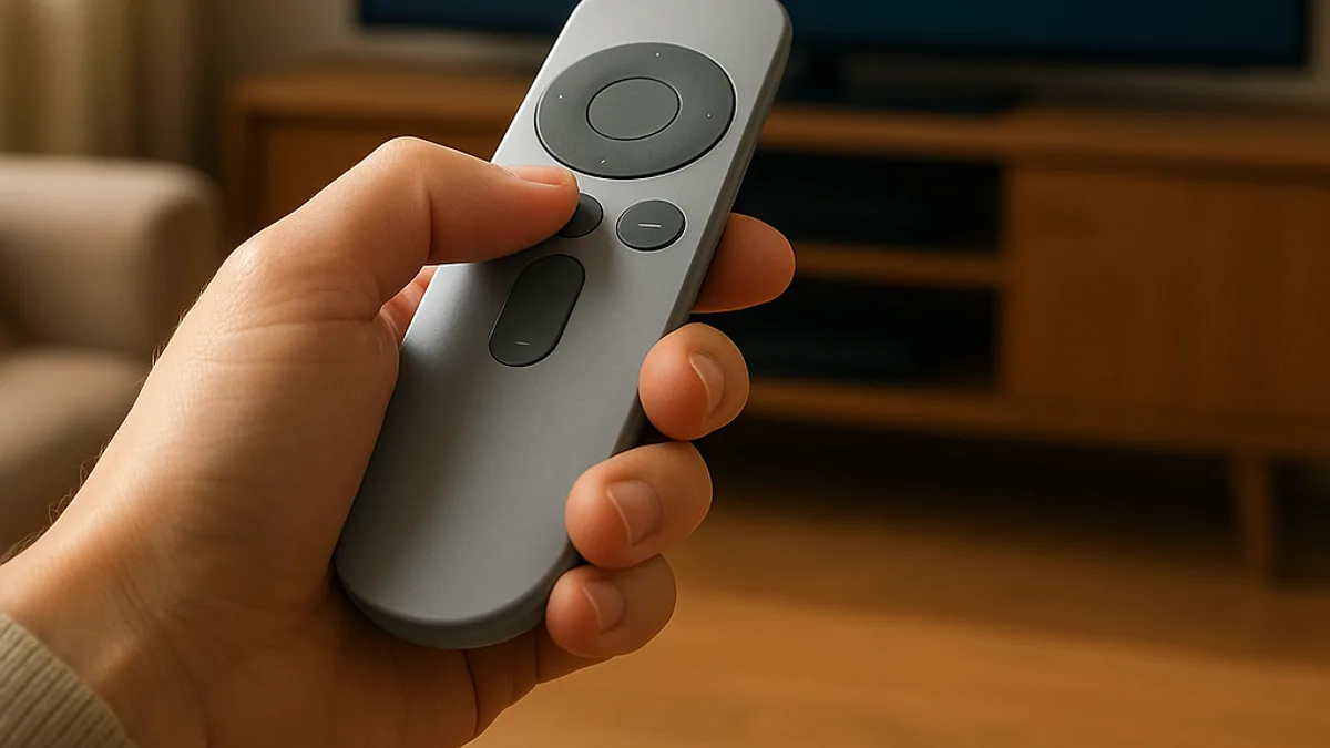 Controle com ponteiro selecionando app na loja da TV